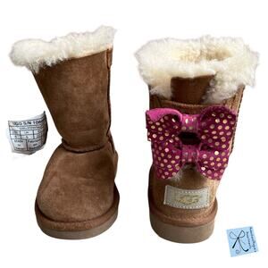 Ugg Australia Bailey Polka Dot Bow Boots Kids Sz 6